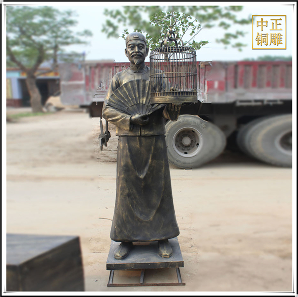 古代遛鳥(niǎo)景觀小品.jpg
